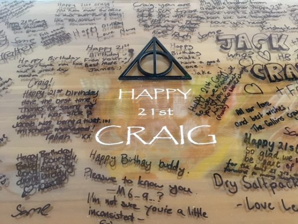 Perspex 21st signature board