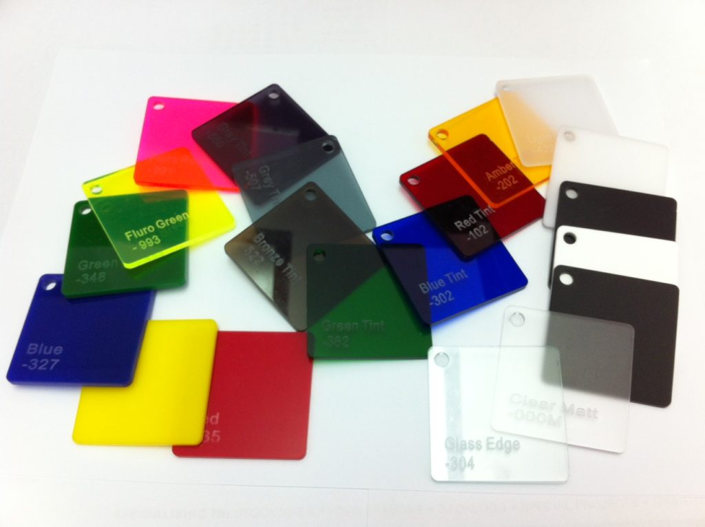 Acrylic Vs Polycarbonate Cambrian Plastics   Acrylic Colour Samples 2 1024x765 