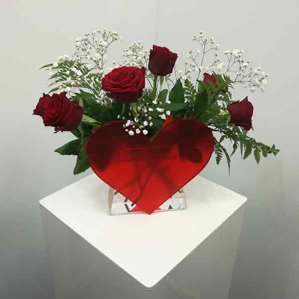 Doublesided Heart Shape Vase Valentines Day Acrylic Cambrian Plastics