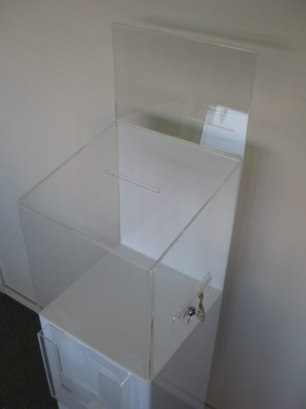 Floor standing donation box