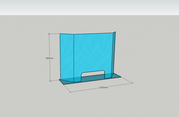 Sneeze Guard Bent 1 Large 1100w 250d 800h