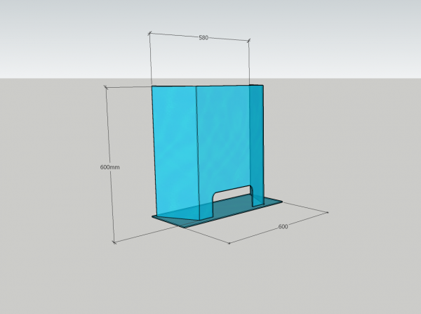 Sneeze Guard Bent 1 Small 600w 150d 600h